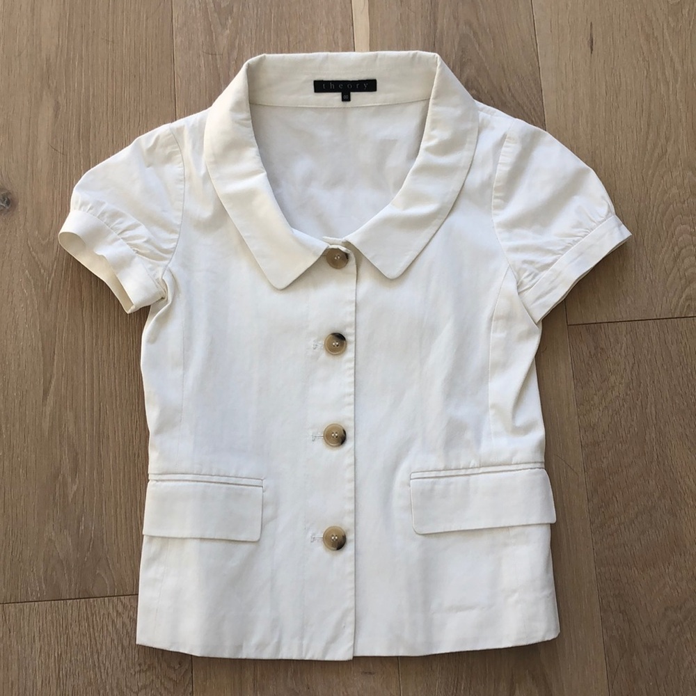 Theory short sleeve cotton suit jacket, size 00
